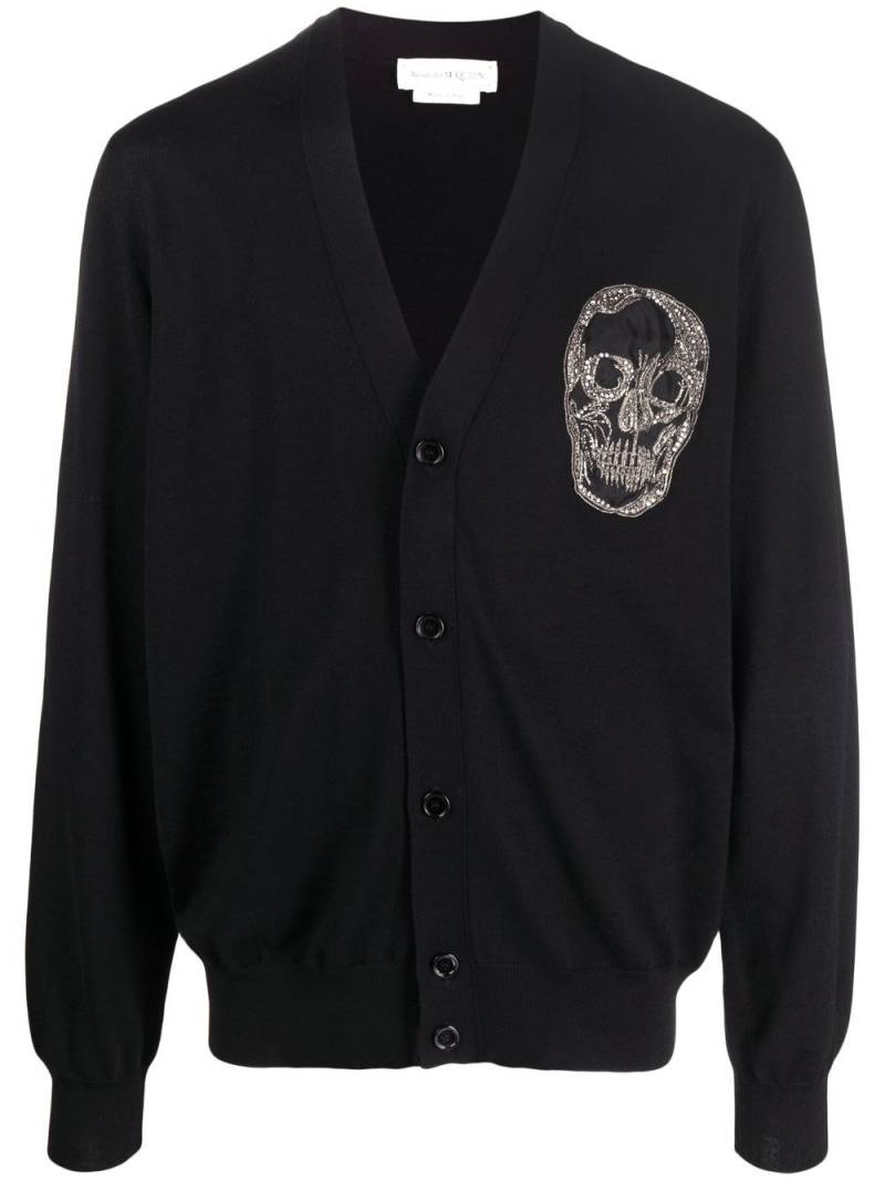 Alexander McQueen embellished skull-patch buttoned cardigan - Black von Alexander McQueen