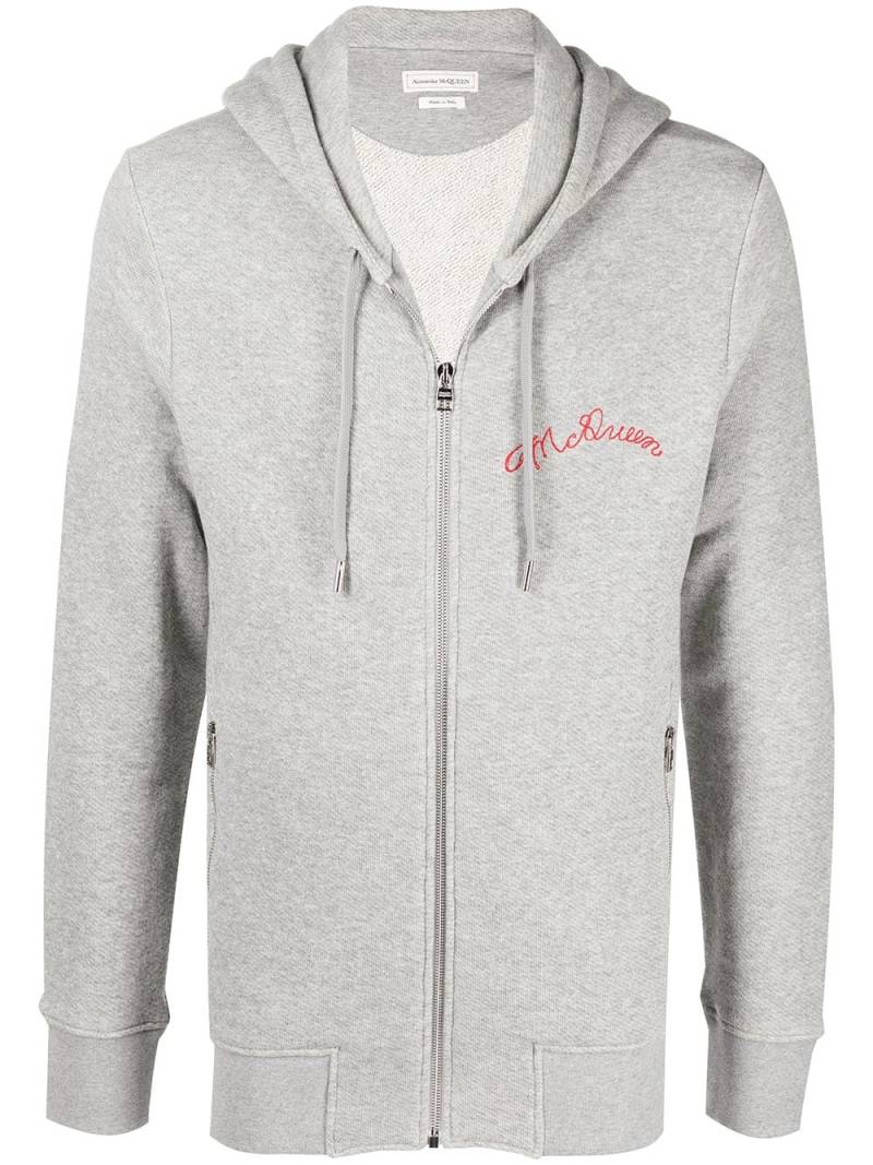 Alexander McQueen embroidered-logo hoodie - Grey von Alexander McQueen