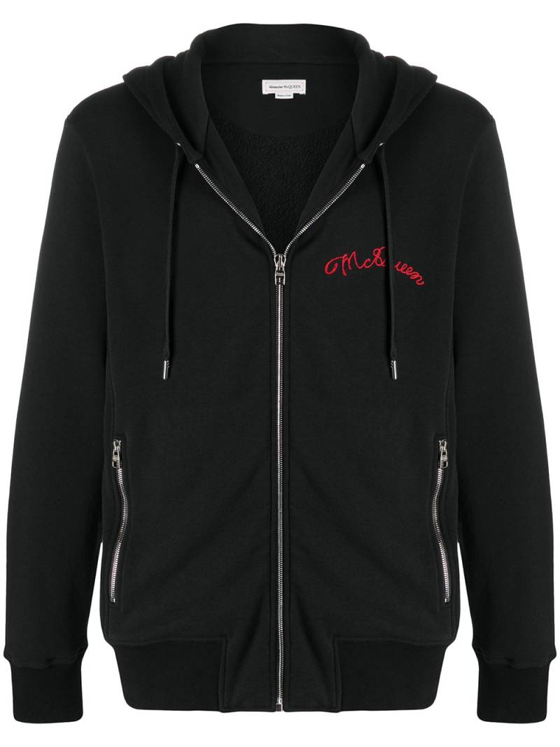 Alexander McQueen embroidered logo zip-up hoodie - Black von Alexander McQueen