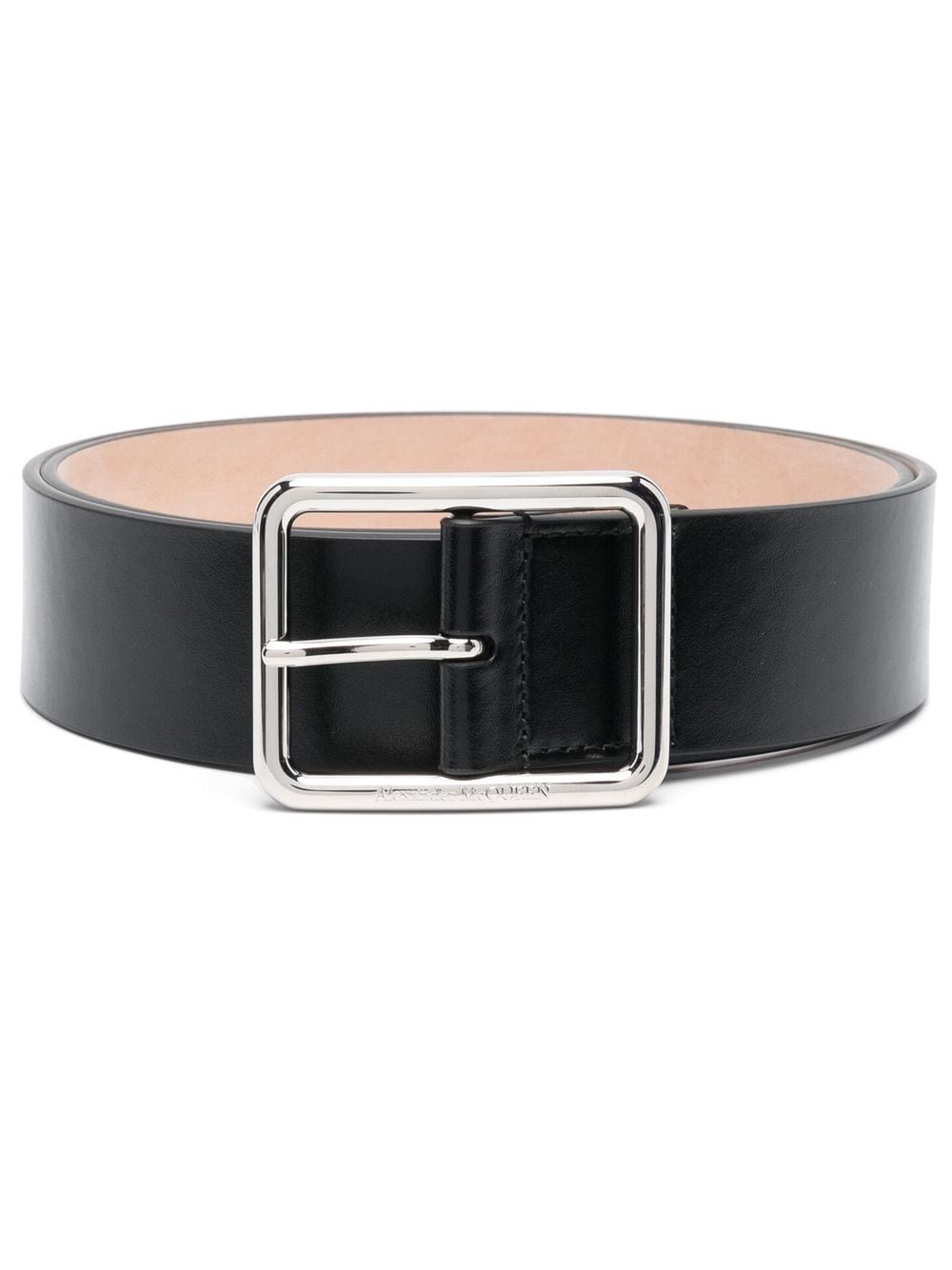 Alexander McQueen engraved-logo leather belt - Black von Alexander McQueen