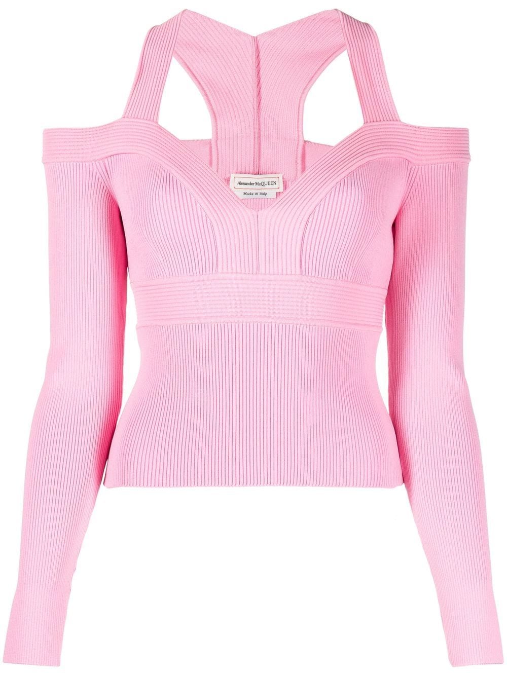 Alexander McQueen exposed shoulder knit top - Pink von Alexander McQueen