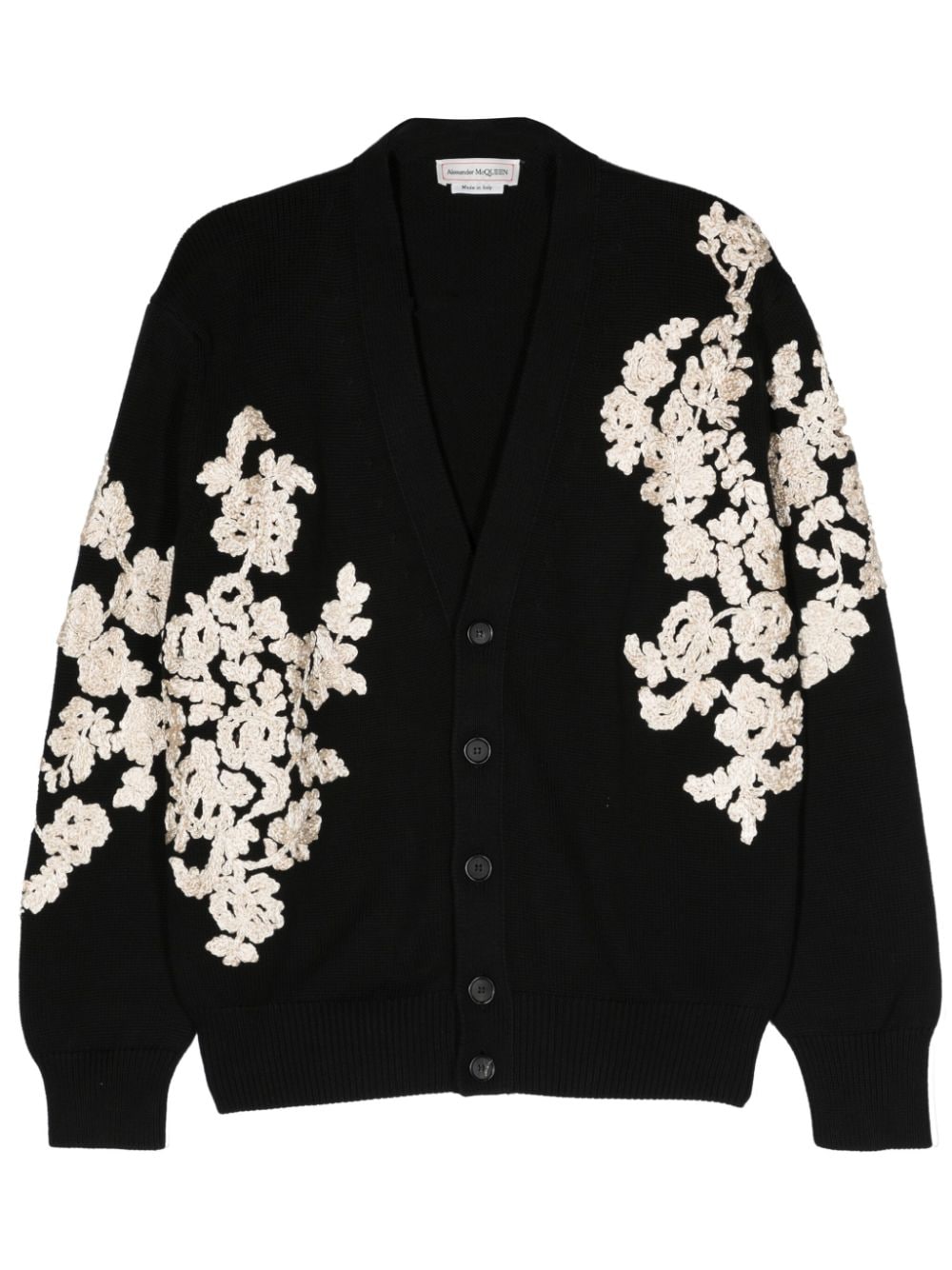 Alexander McQueen floral-embroidered cotton cardigan - Black von Alexander McQueen