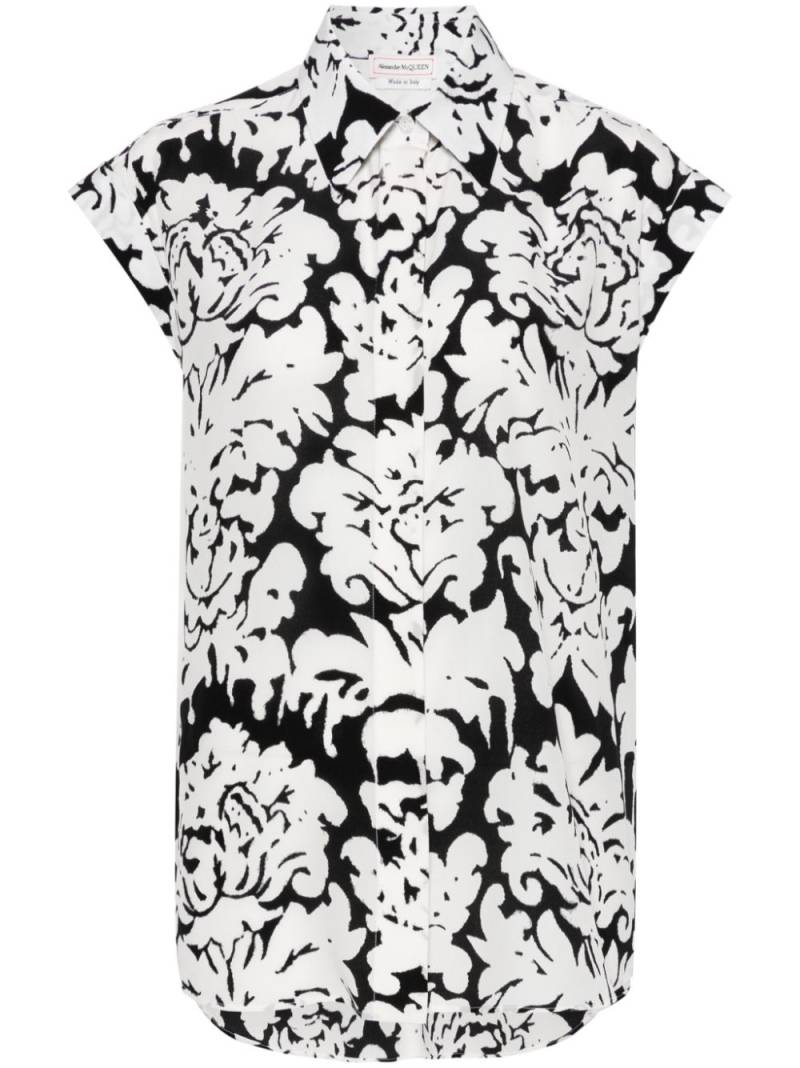 Alexander McQueen floral georgette sleeveless shirt - Black von Alexander McQueen