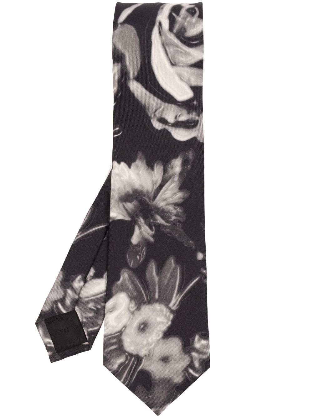 Alexander McQueen floral print silk tie - Black von Alexander McQueen