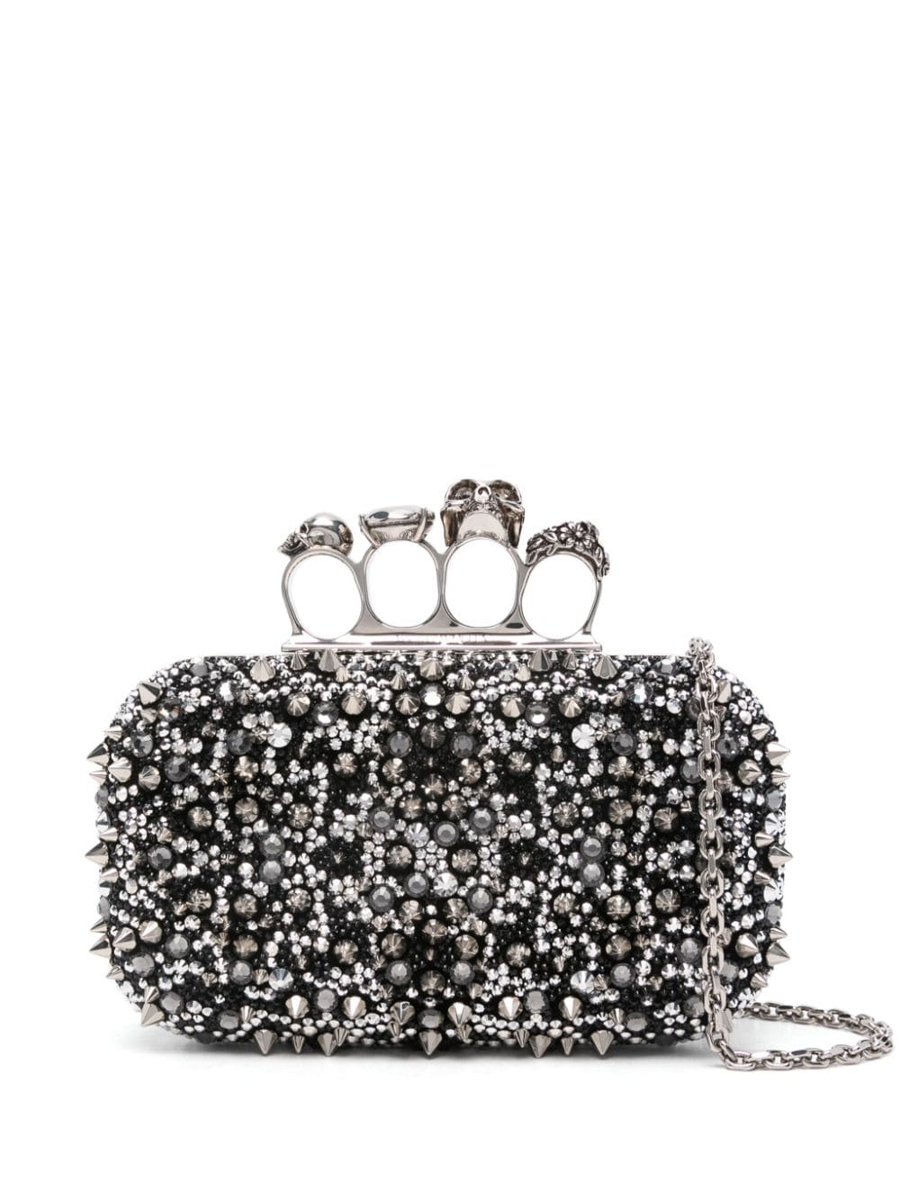 Alexander McQueen four-ring skull studded clutch - Black von Alexander McQueen