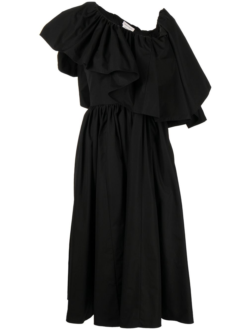 Alexander McQueen frill-overlay midi dress - Black von Alexander McQueen