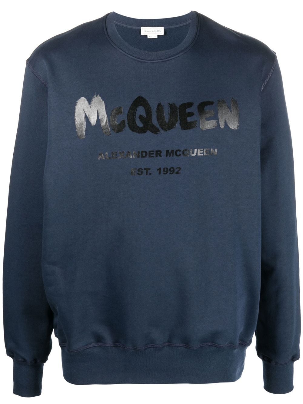 Alexander McQueen graffiti-print crew neck sweatshirt - Blue von Alexander McQueen