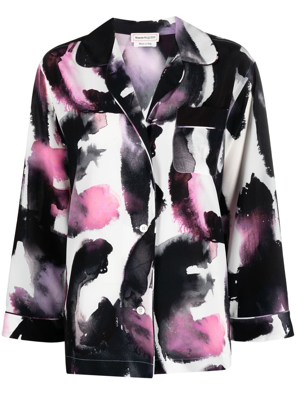 Alexander McQueen abstract-print silk shirt - White von Alexander McQueen