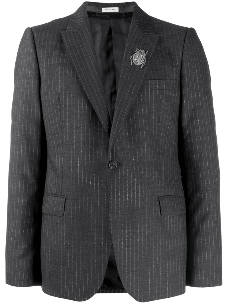 Alexander McQueen insect embellished pinstriped blazer - Grey von Alexander McQueen