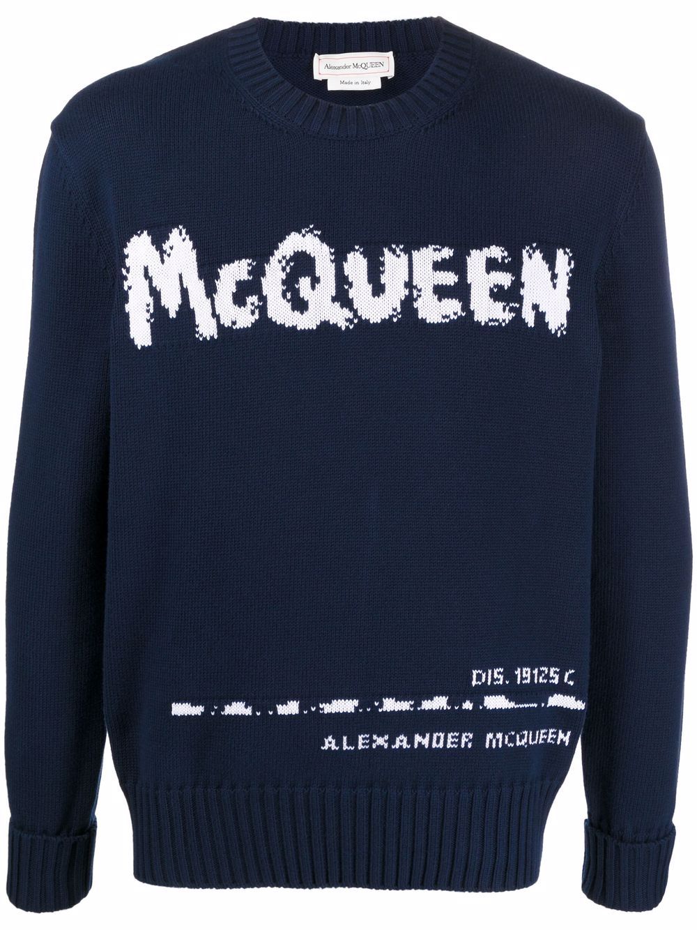 Alexander McQueen intarsia-knit cotton jumper - Blue von Alexander McQueen