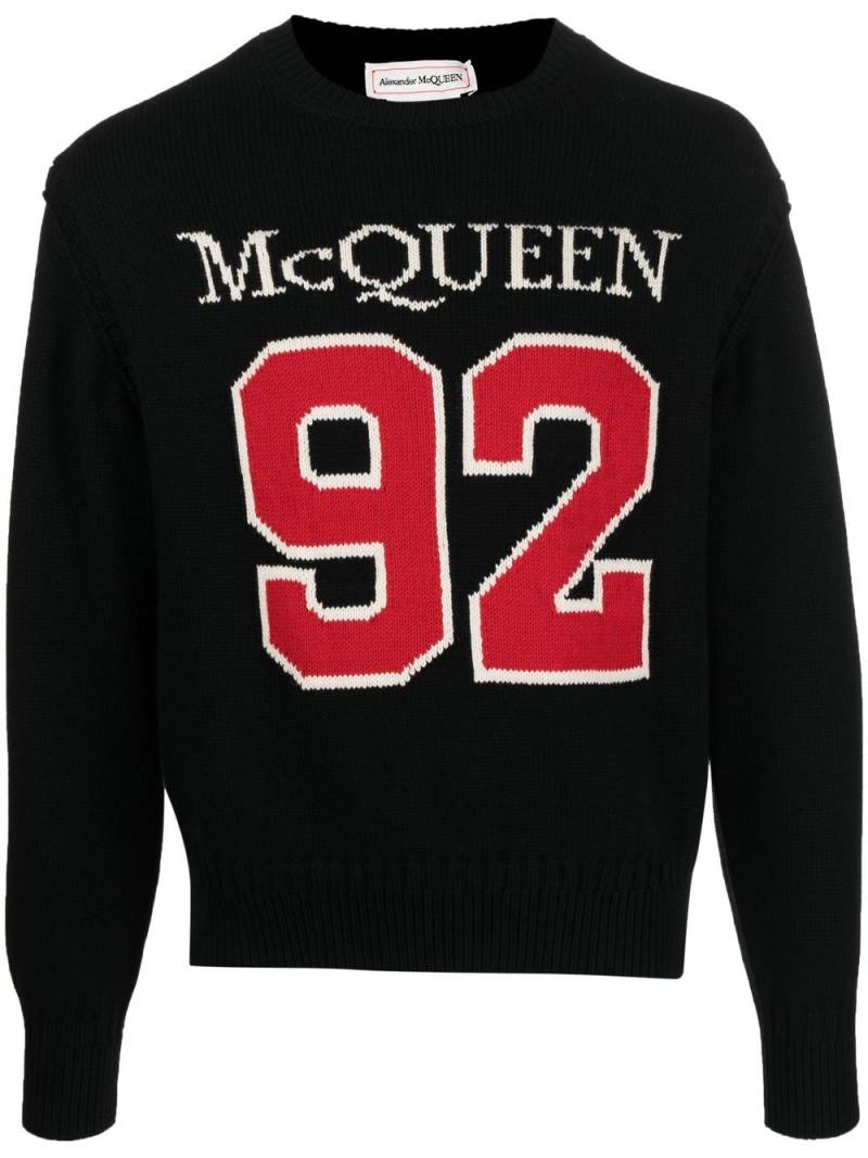 Alexander McQueen intarsia-knit knitted cotton jumper - Black von Alexander McQueen