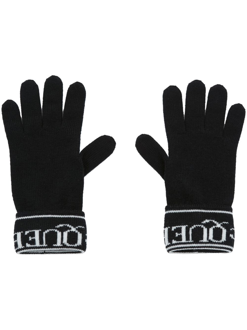 Alexander McQueen intarsia-knit logo gloves - Black von Alexander McQueen