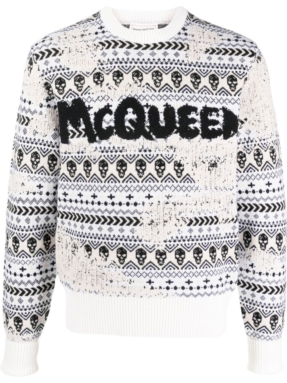 Alexander McQueen intarsia-pattern jumper - Neutrals von Alexander McQueen