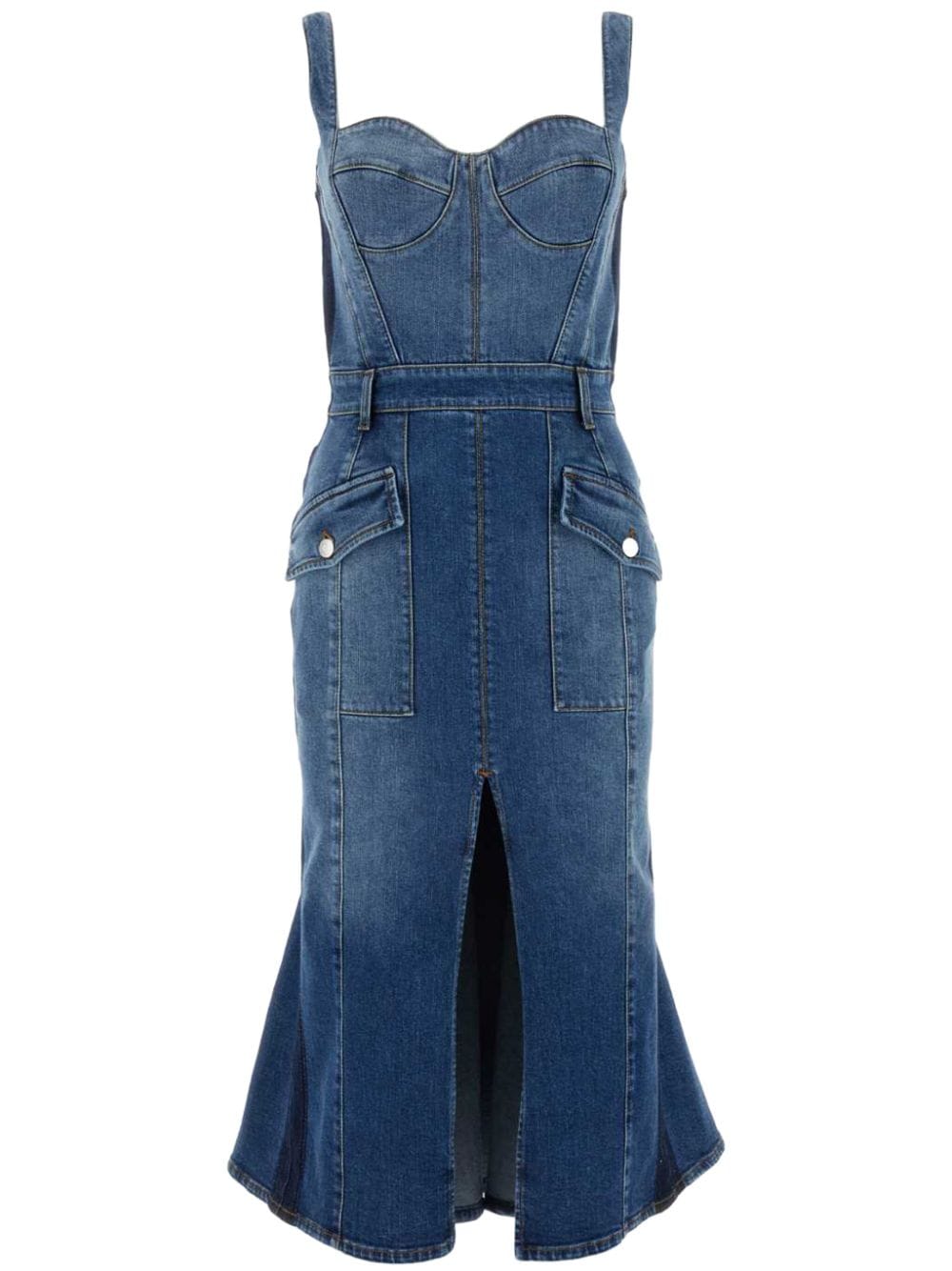 Alexander McQueen Kickback denim midi dress - Blue von Alexander McQueen