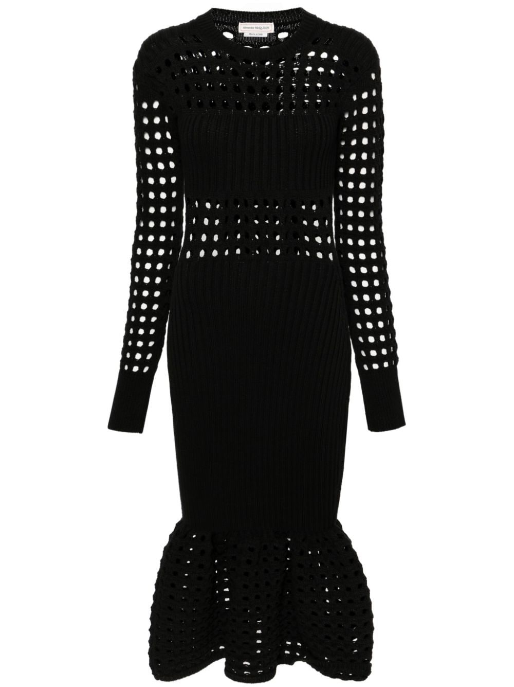 Alexander McQueen knitted mesh midi dress - Black von Alexander McQueen