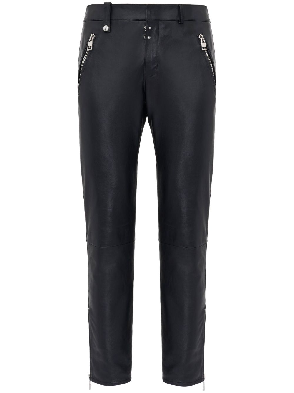 Alexander McQueen leather cropped slim-fit trousers - Black von Alexander McQueen