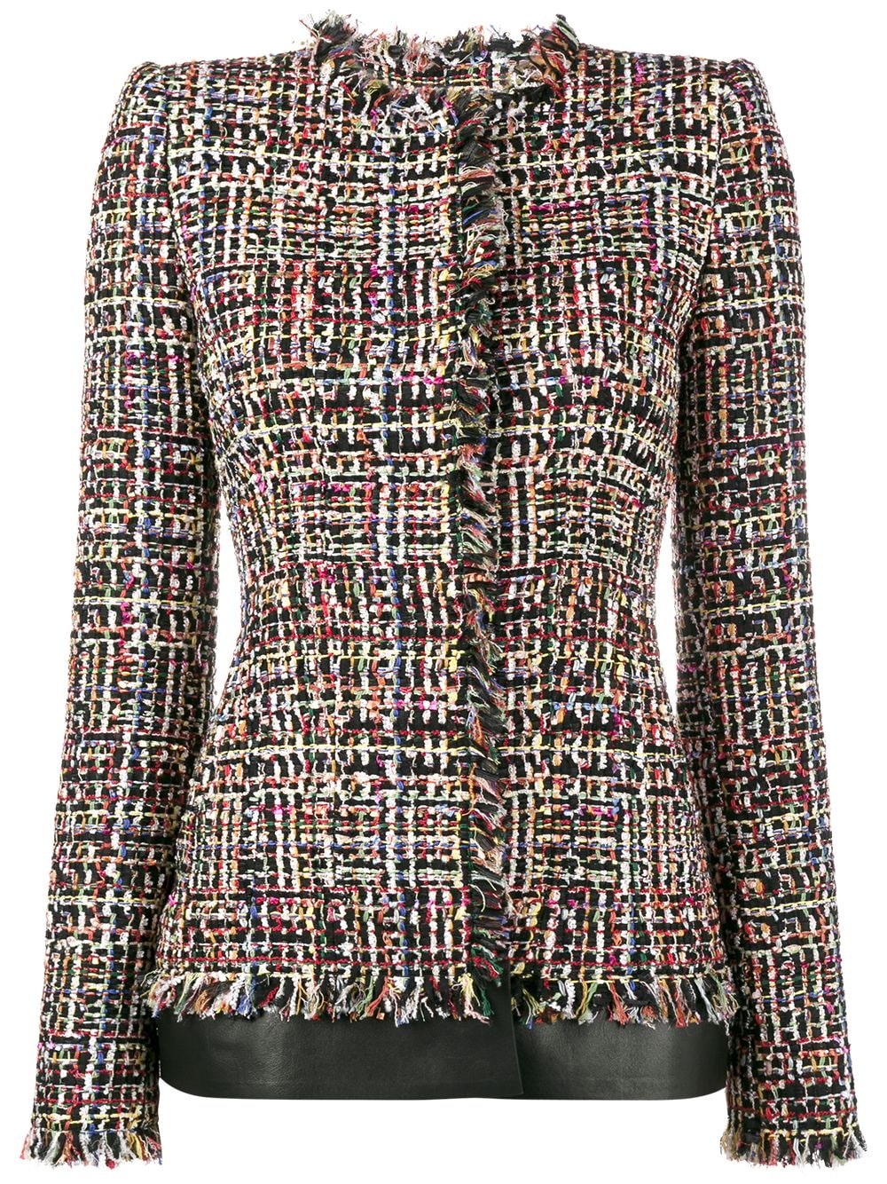 Alexander McQueen leather trimmed fitted tweed jacket - Multicolour von Alexander McQueen