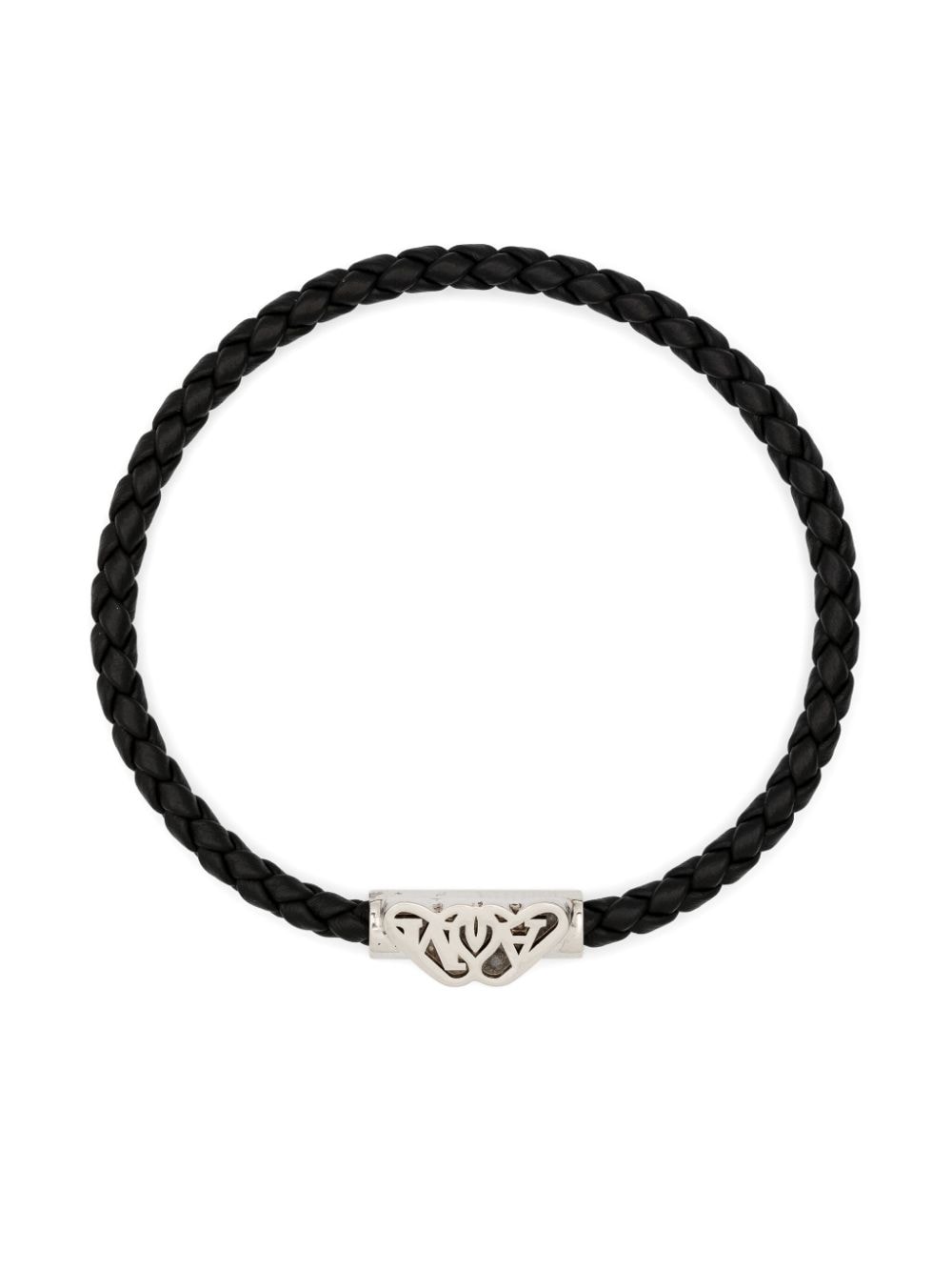 Alexander McQueen Seal logo-motif leather bracelet - Black von Alexander McQueen