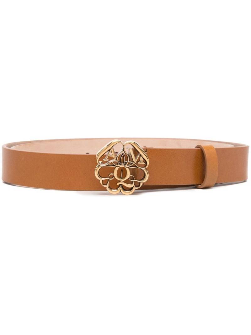 Alexander McQueen logo embellished buckle belt - Brown von Alexander McQueen