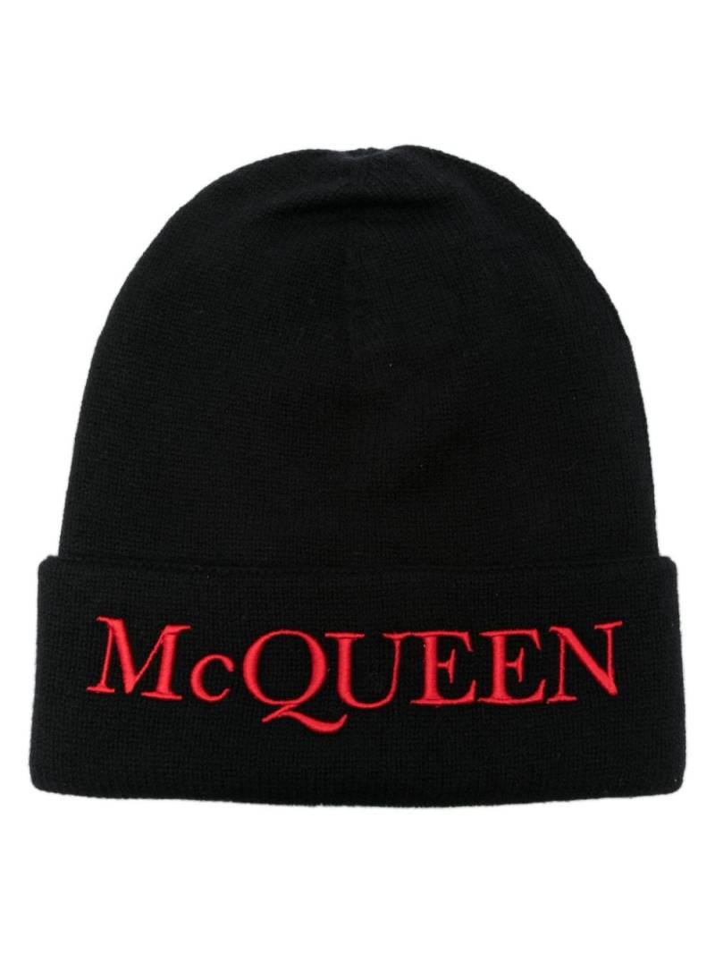 Alexander McQueen logo-embroidered cashmere beanie - Black von Alexander McQueen