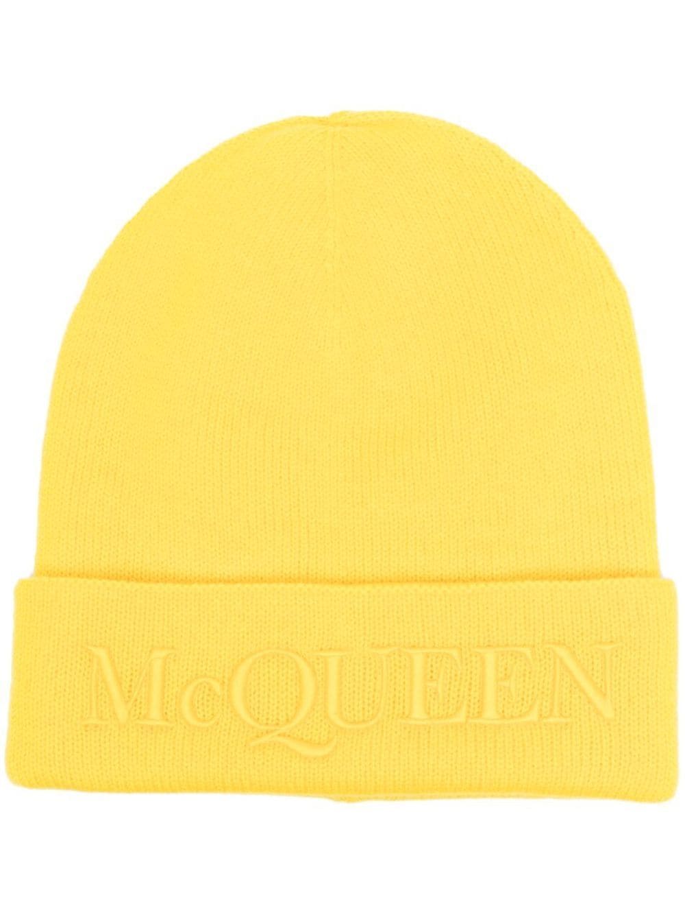 Alexander McQueen logo-embroidered cashmere beanie - Yellow von Alexander McQueen