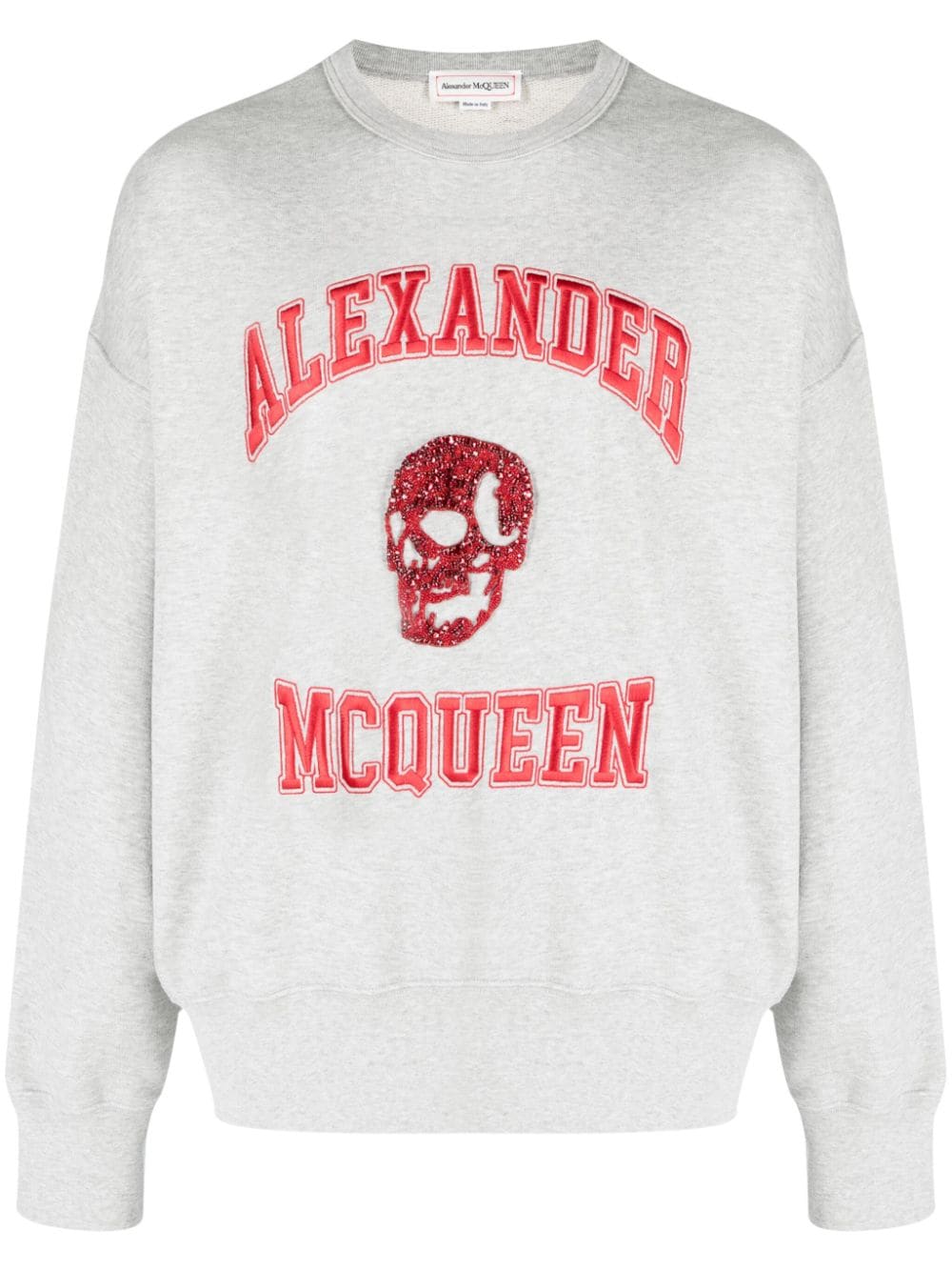Alexander McQueen logo-embroidered cotton hoodie - Grey von Alexander McQueen