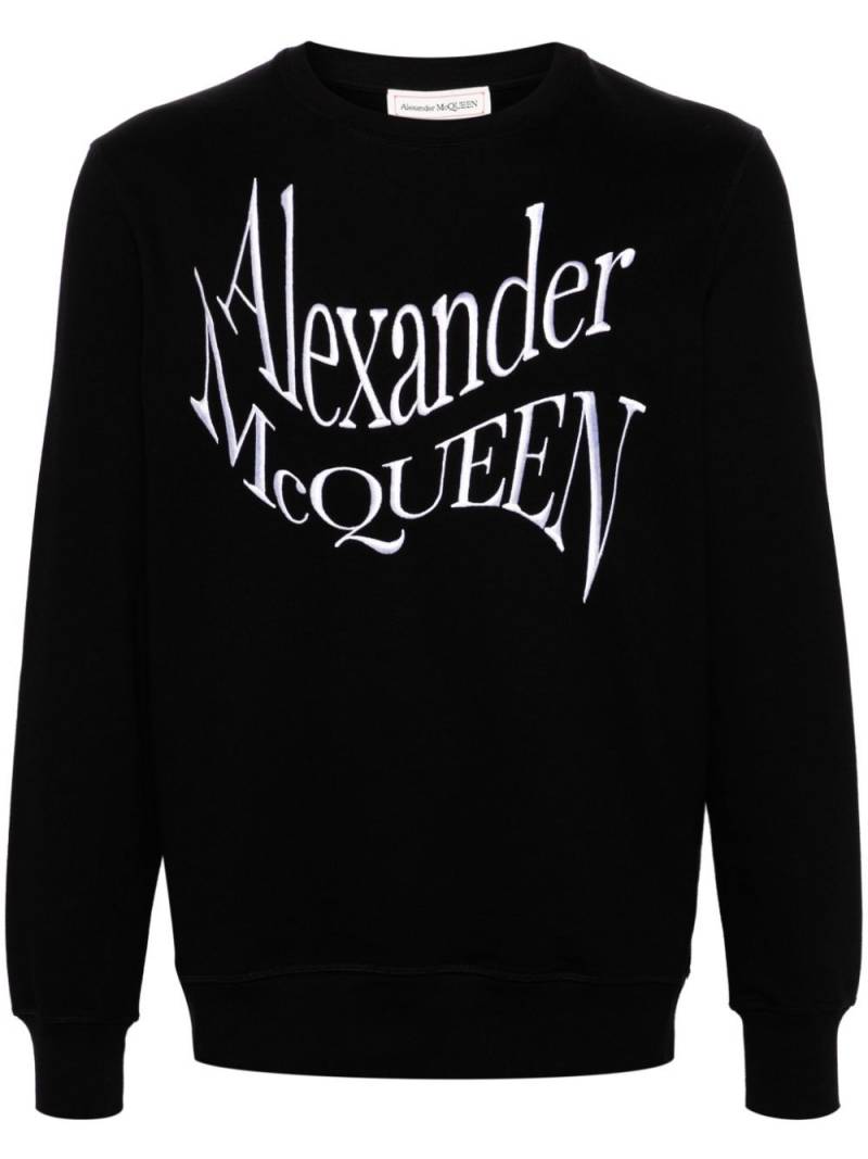 Alexander McQueen logo-embroidered cotton sweatshirt - Black von Alexander McQueen