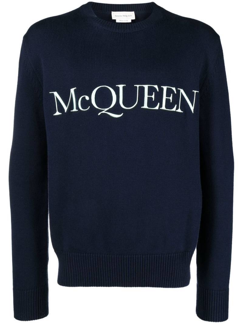 Alexander McQueen logo-embroidered jumper - Blue von Alexander McQueen