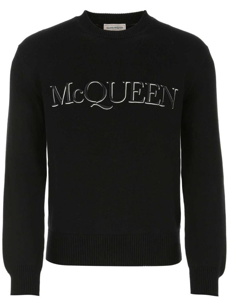 Alexander McQueen logo-embroidered knitted jumper - Black von Alexander McQueen