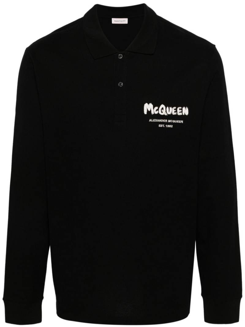 Alexander McQueen logo-embroidered polo shirt - Black von Alexander McQueen