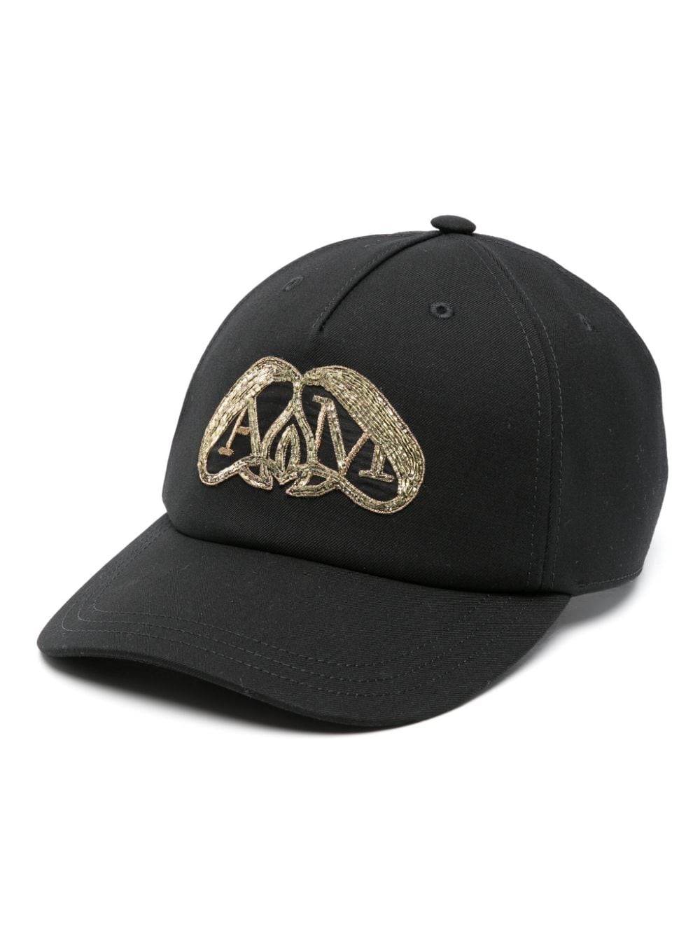 Alexander McQueen logo-embroidered wool cap - Black von Alexander McQueen