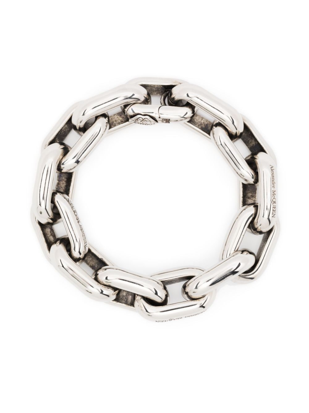 Alexander McQueen logo-engraved polished-finish bracelet - Silver von Alexander McQueen