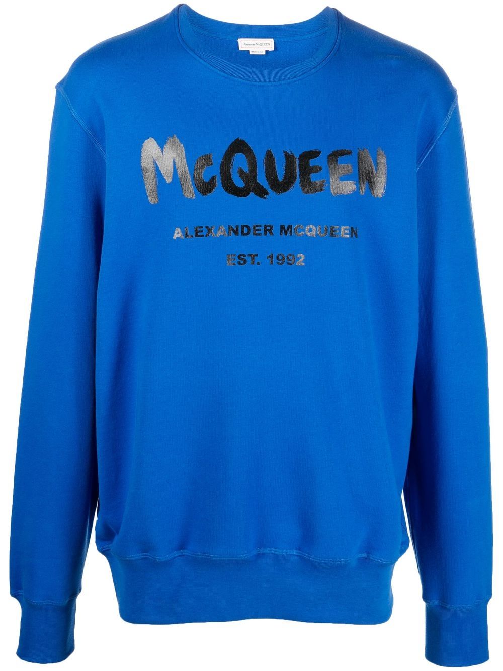 Alexander McQueen logo graffiti-print sweatshirt - Blue von Alexander McQueen