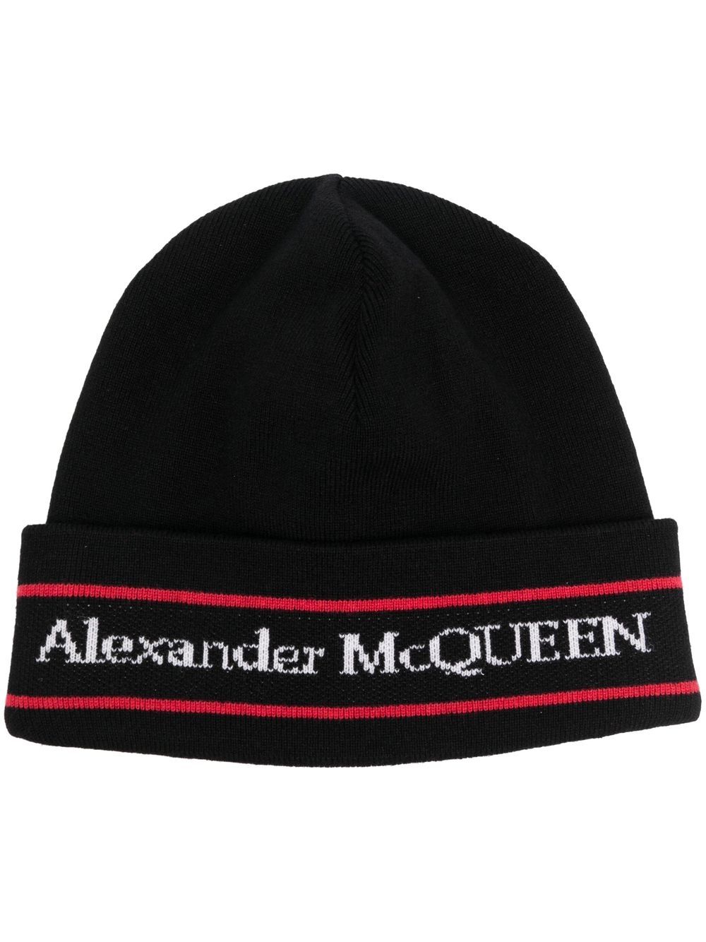 Alexander McQueen logo intarsia-knit cashmere beanie - Black von Alexander McQueen