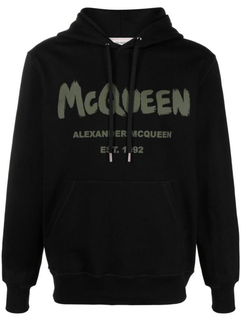 Alexander McQueen Graffiti logo-print cotton hoodie - Black von Alexander McQueen