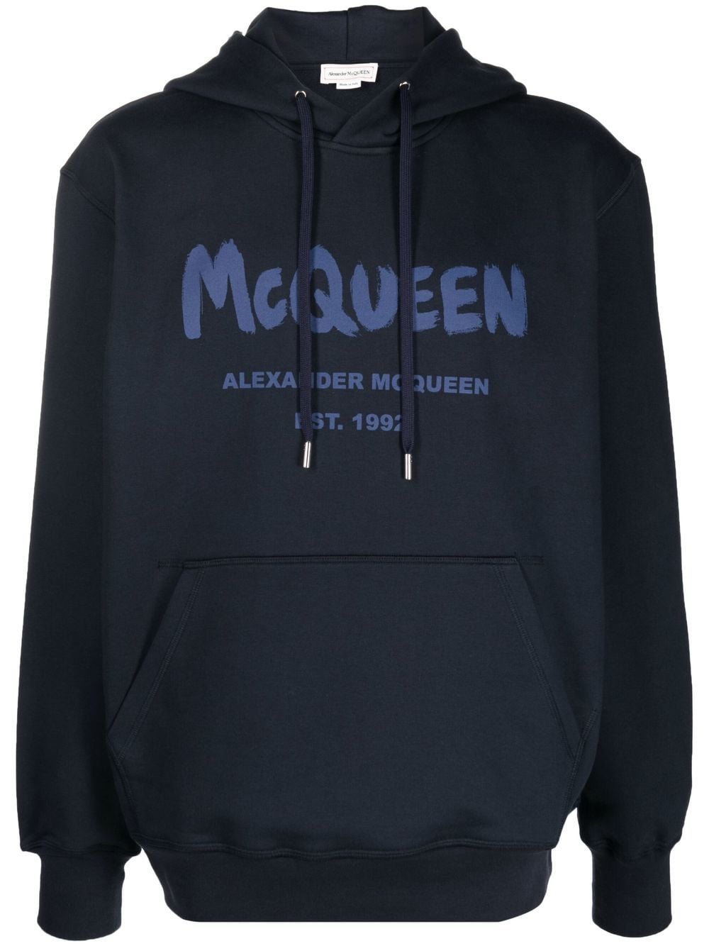 Alexander McQueen logo-print cotton hoodie - Blue von Alexander McQueen