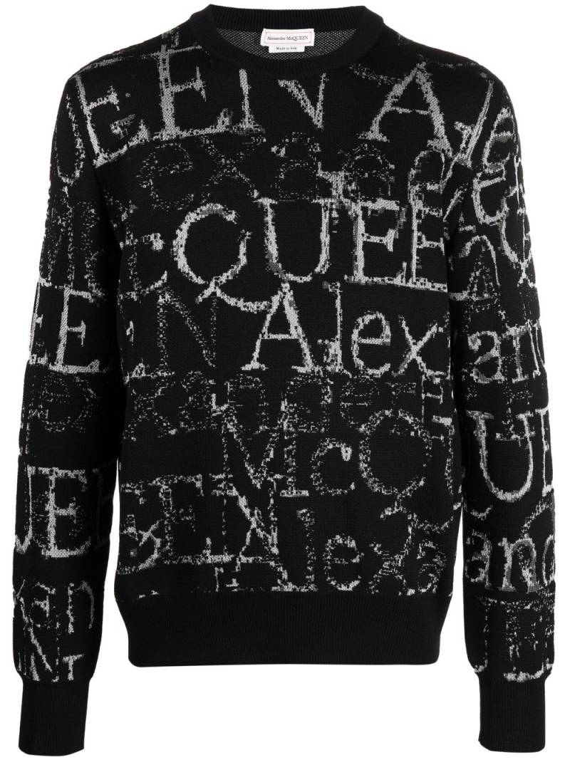 Alexander McQueen logo-print crew-neck jumper - Black von Alexander McQueen