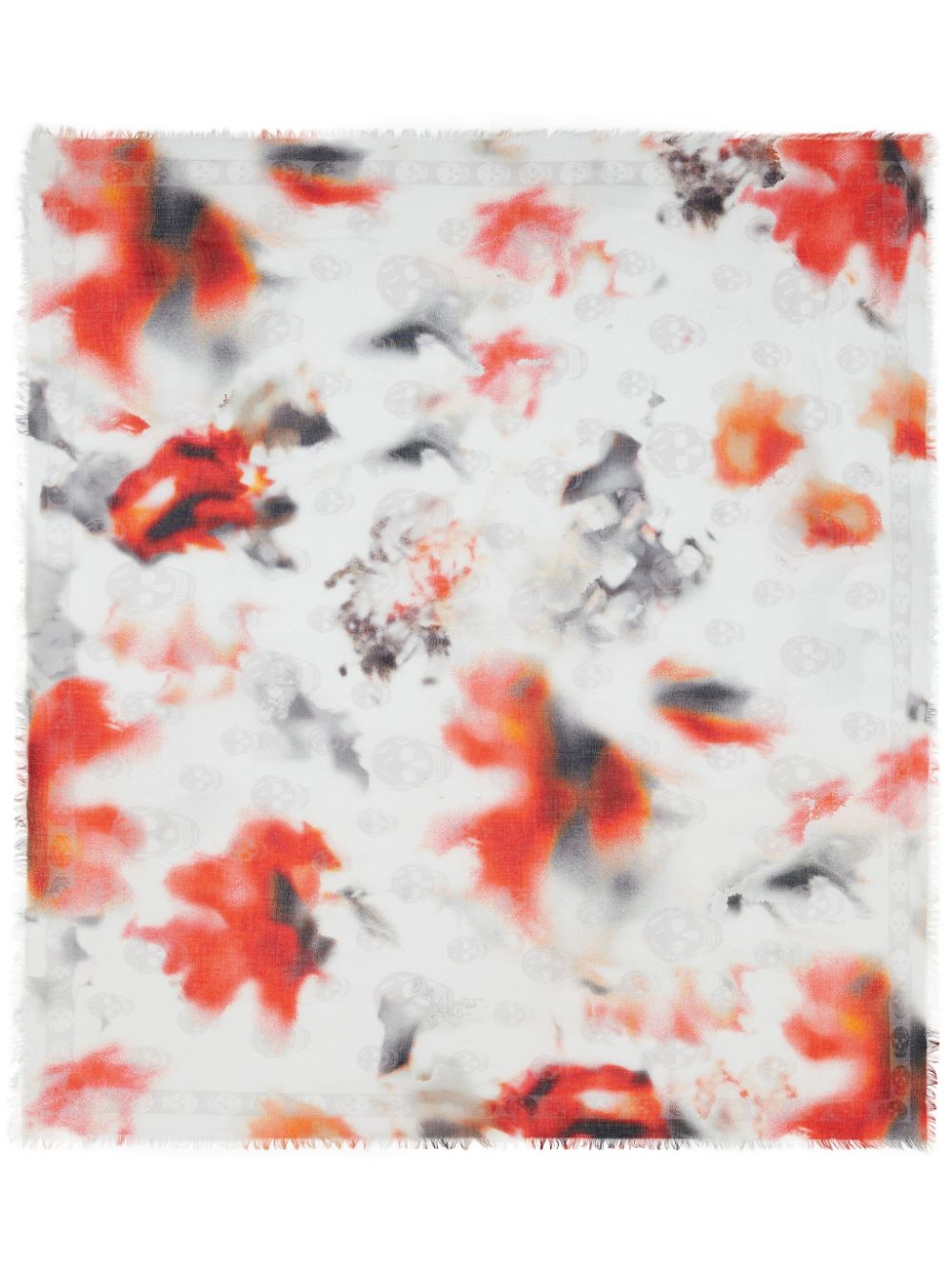 Alexander McQueen Obscured Flower frayed-edge scarf - White von Alexander McQueen