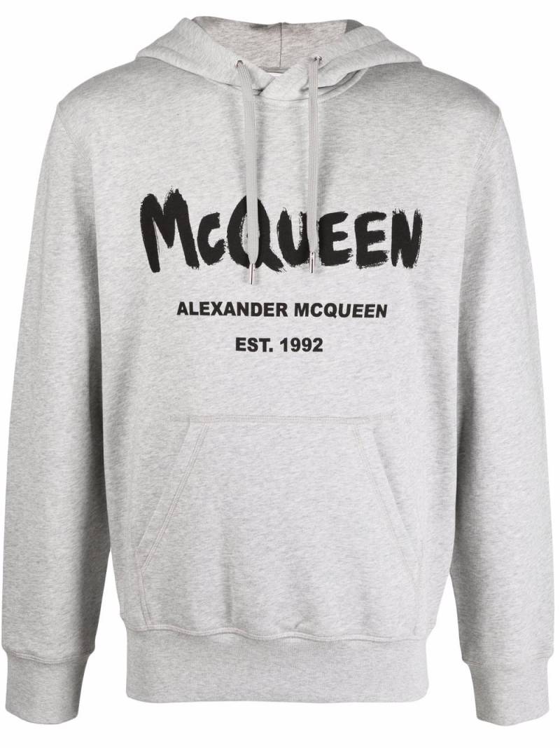 Alexander McQueen logo-print hoodie - Grey von Alexander McQueen