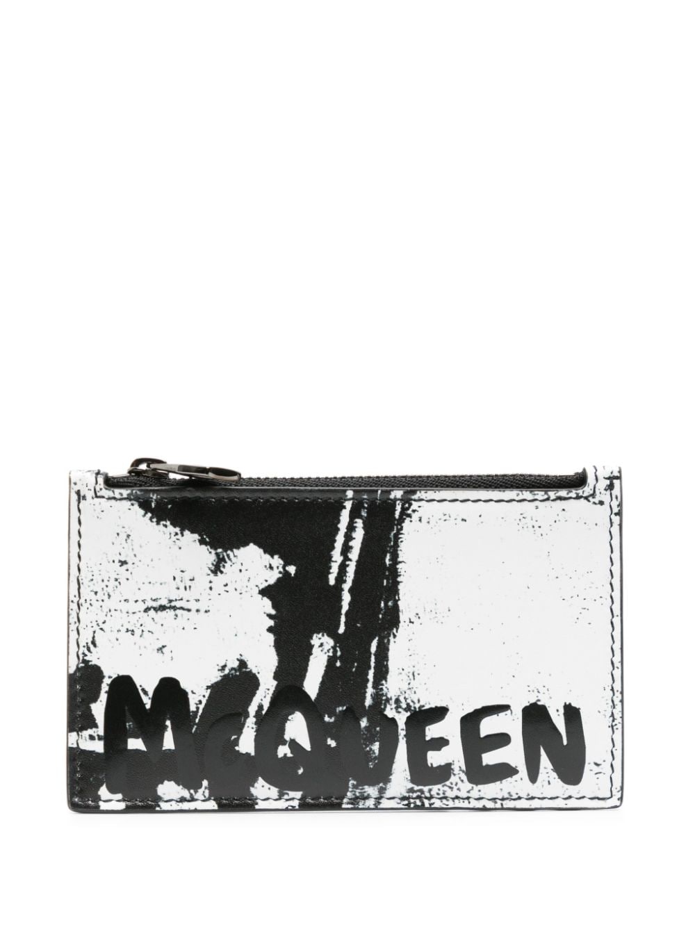 Alexander McQueen logo-print leather cardholder - Black von Alexander McQueen