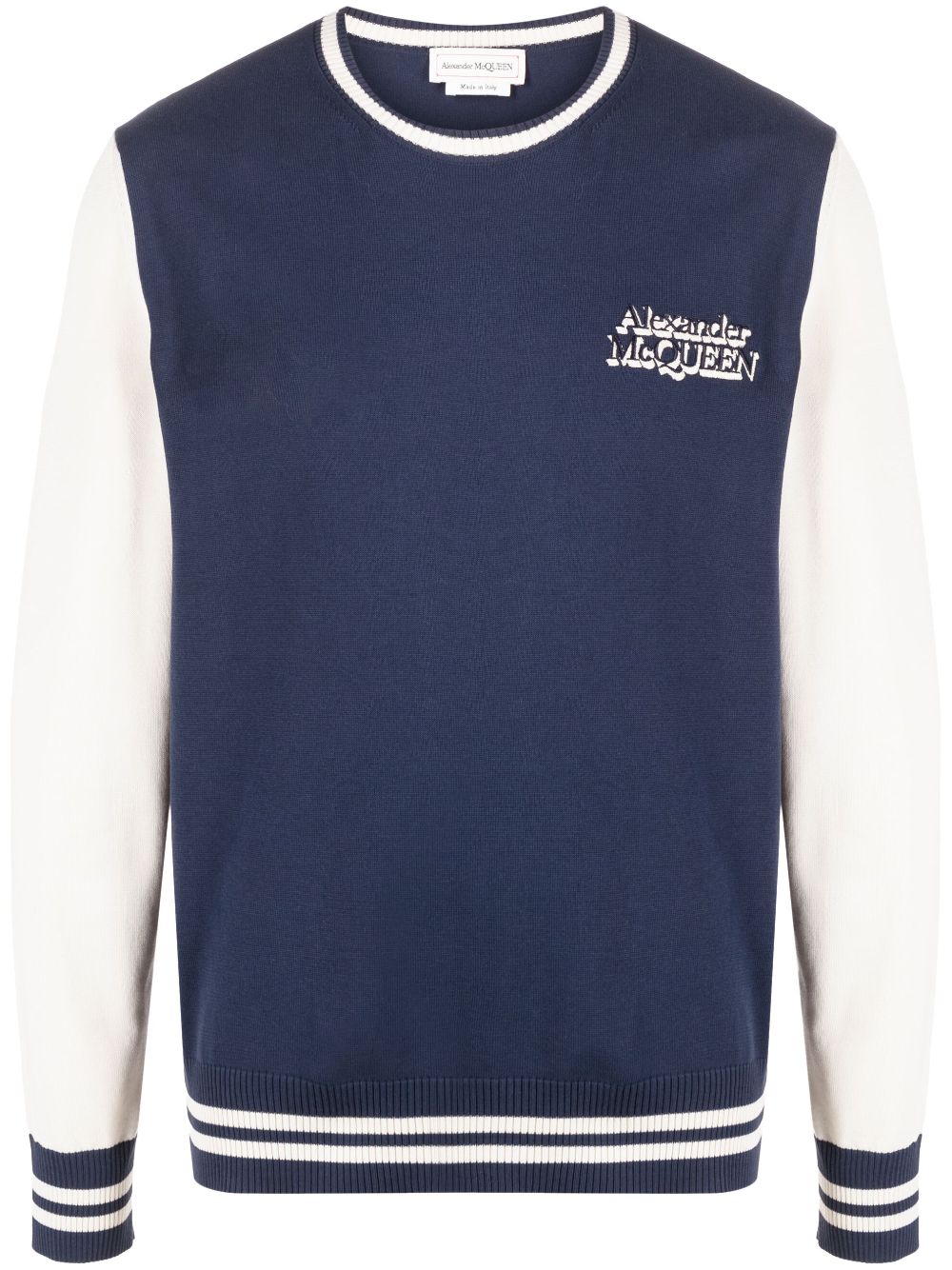 Alexander McQueen logo-print long-sleeve jumper - Blue von Alexander McQueen
