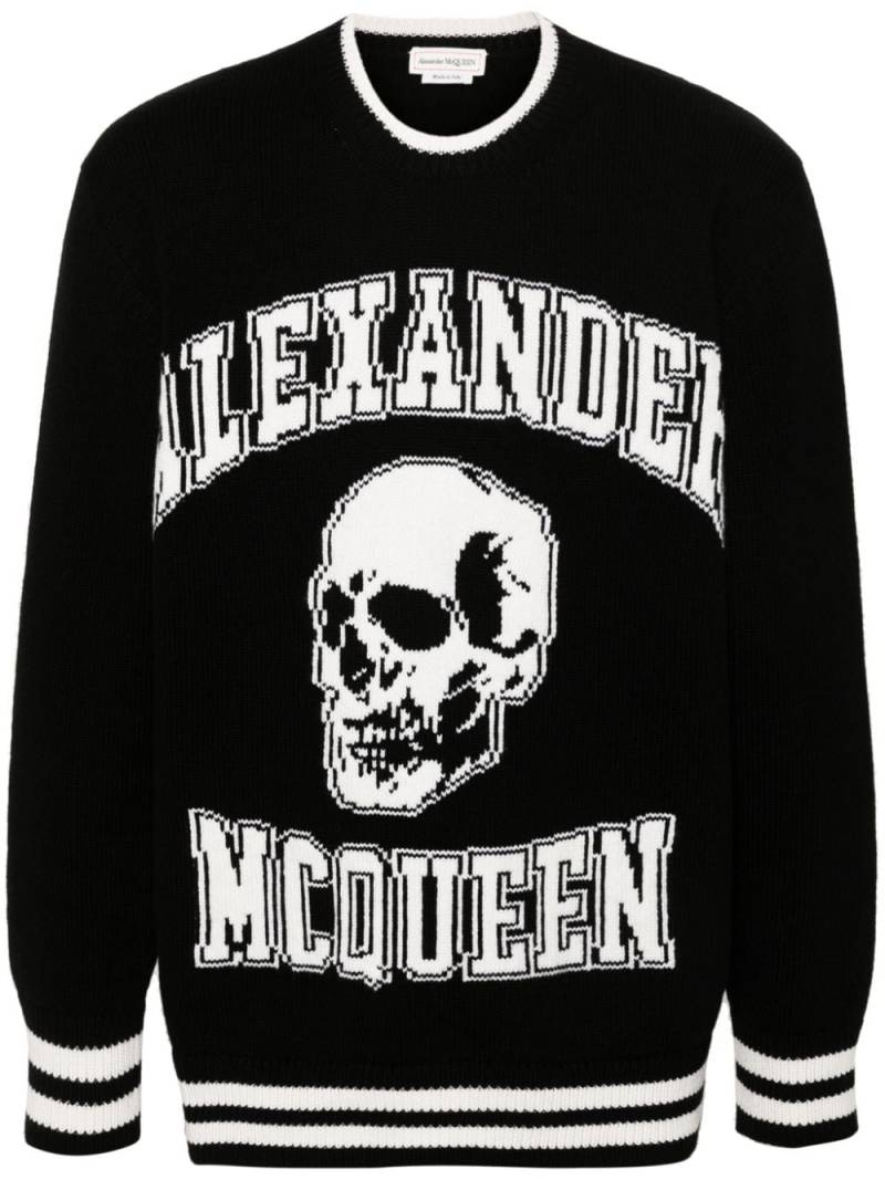 Alexander McQueen logo-print wool jumper - Black von Alexander McQueen