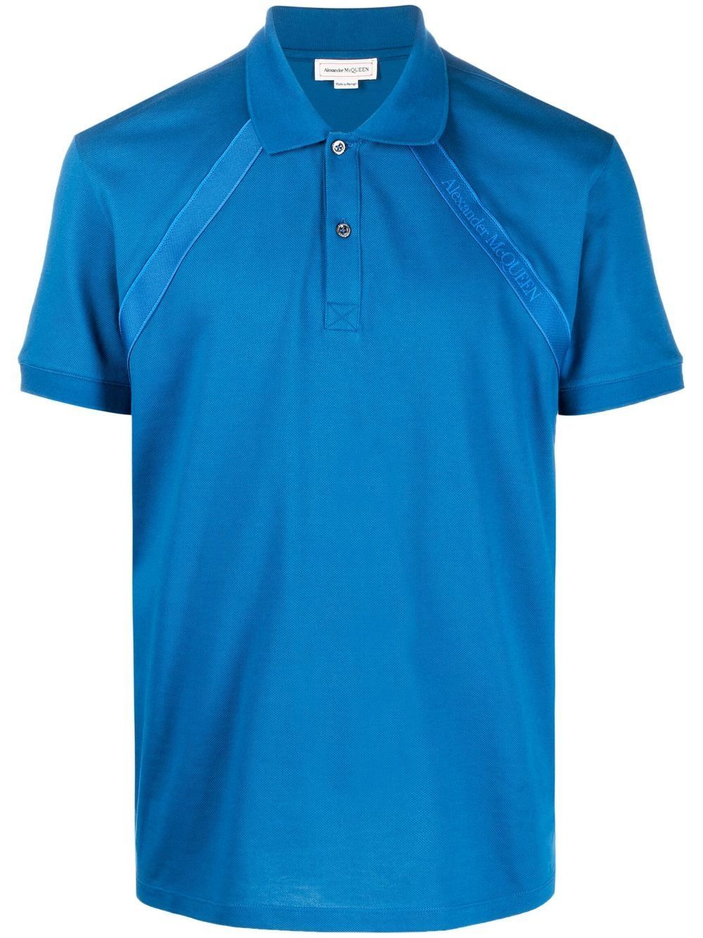 Alexander McQueen logo-tape jersey polo shirt - Blue von Alexander McQueen