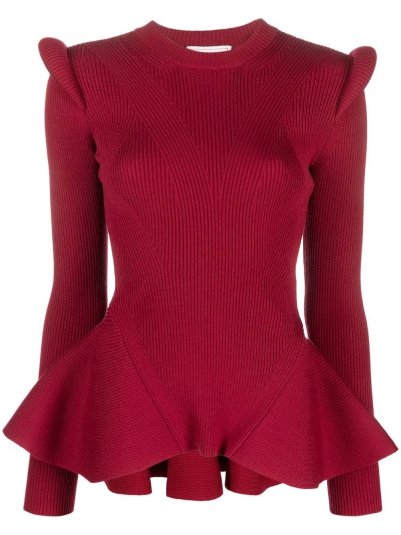 Alexander McQueen long-sleeve knitted top - Red von Alexander McQueen