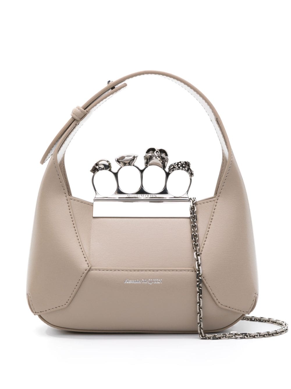 Alexander McQueen mini Jewelled Hobo leather bag - Neutrals von Alexander McQueen