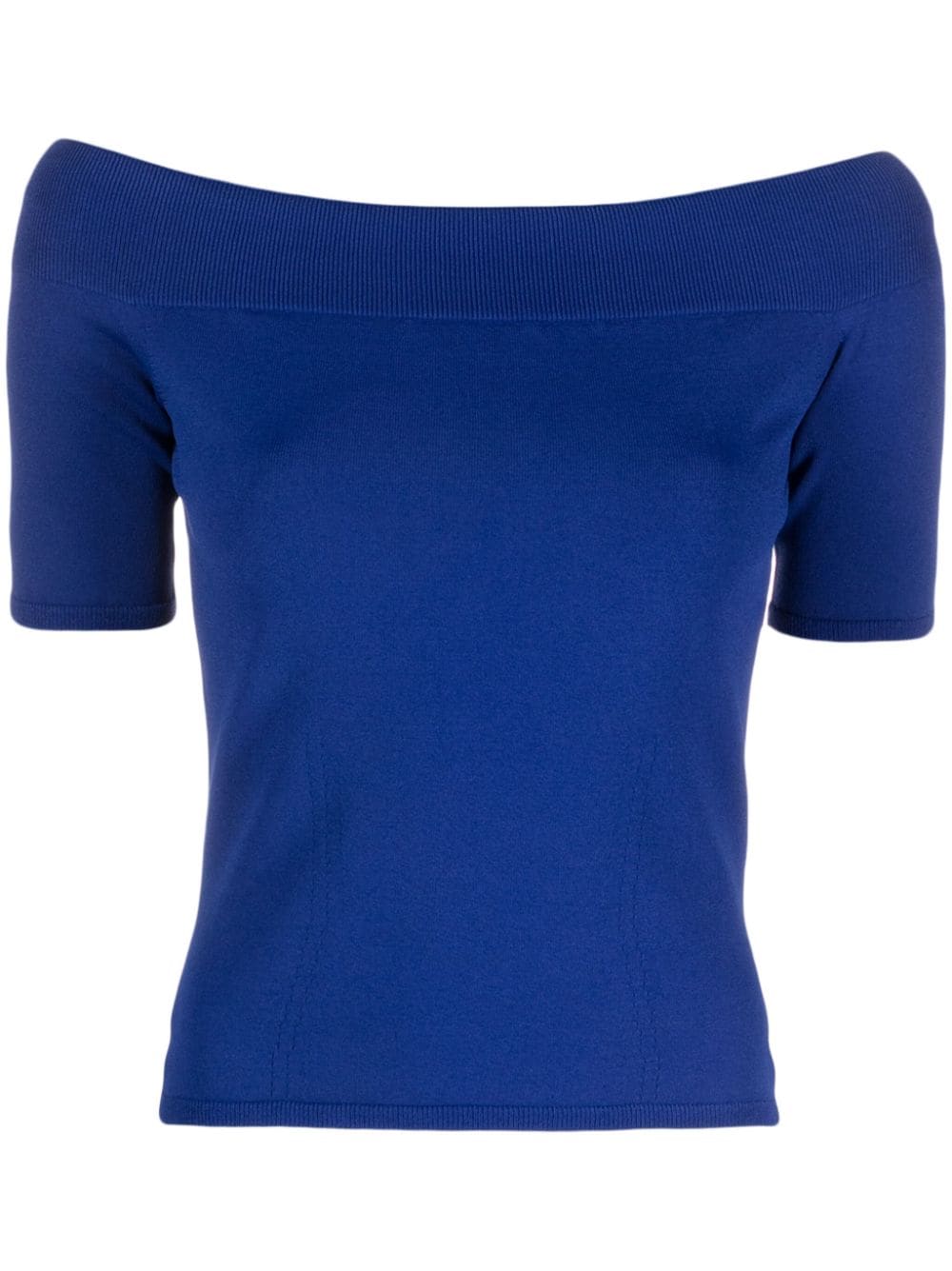 Alexander McQueen off-shoulder knitted top - Blue von Alexander McQueen