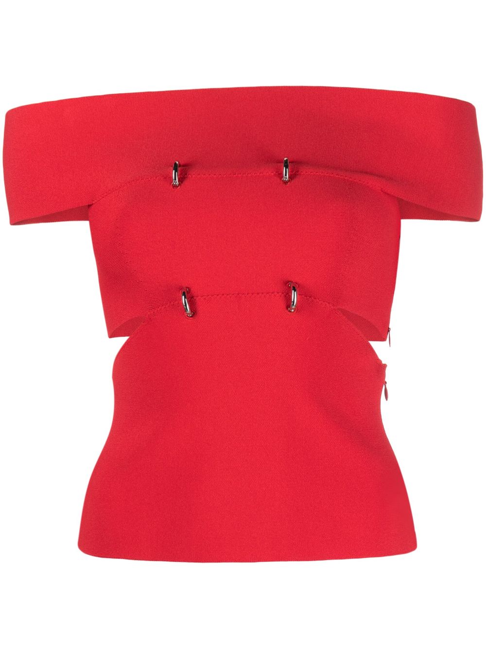 Alexander McQueen off-shoulder short-sleeve top - Red von Alexander McQueen