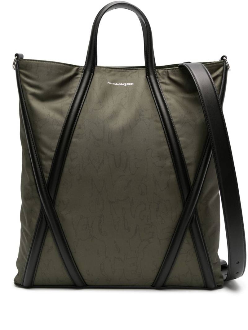 Alexander McQueen panelled-leather gabardine bag - Green von Alexander McQueen