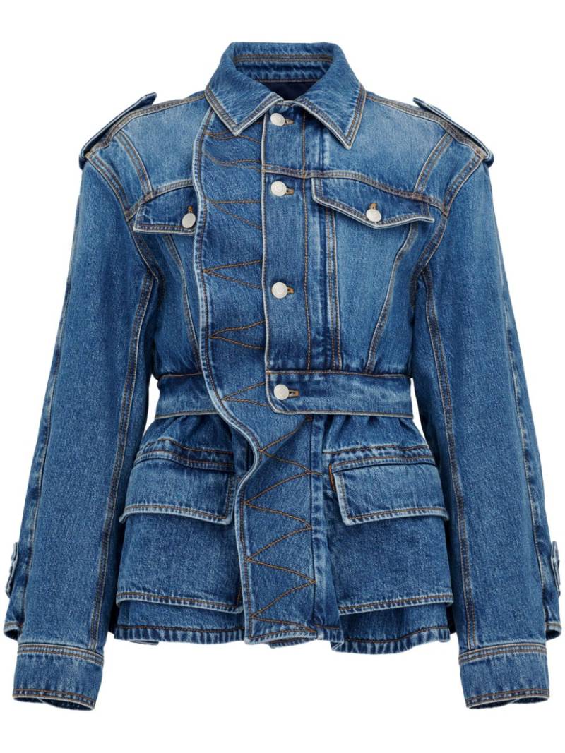 Alexander McQueen patch-pocket peplum denim jacket - Blue von Alexander McQueen