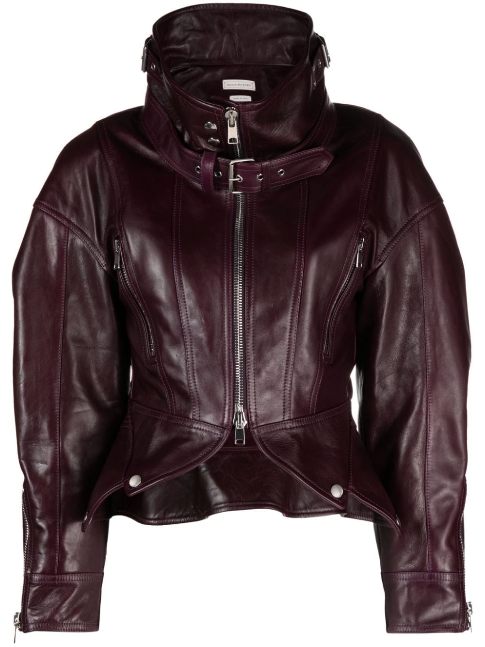 Alexander McQueen peplum leather jacket - Purple von Alexander McQueen
